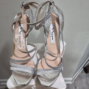 Nina Sparkling Silver Strappy Heels